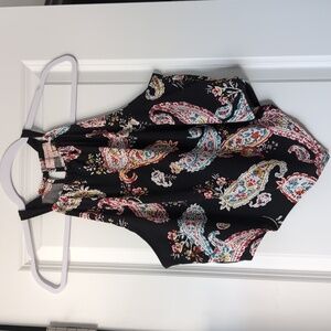 Rose And Grey Paisley Handkerchief Tank Top